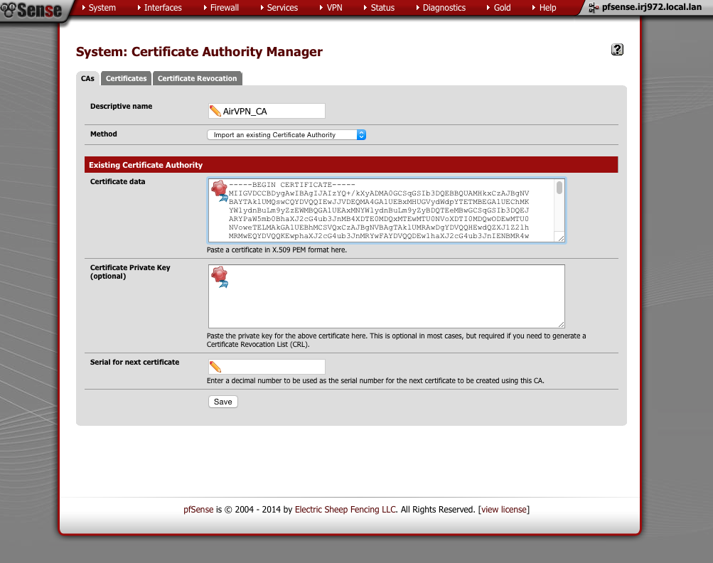 Add certificate authority