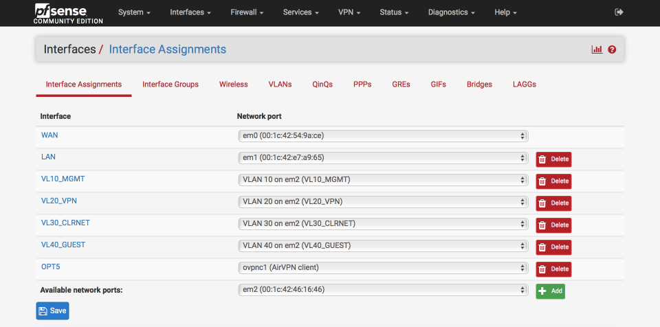 AirVPN interface