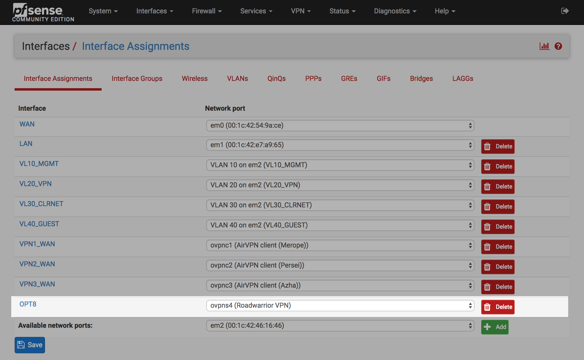 Add VPN server interface