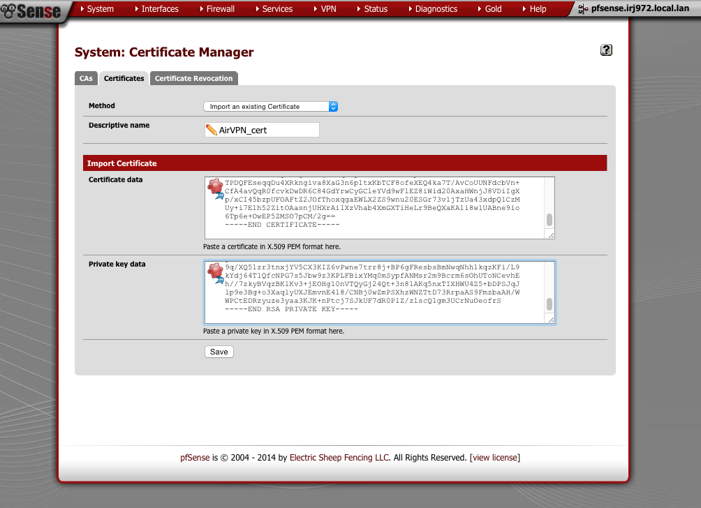 Add certificate