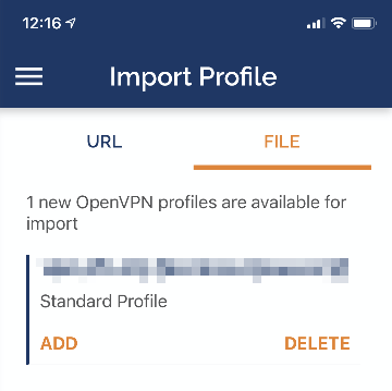 Import VPN profile