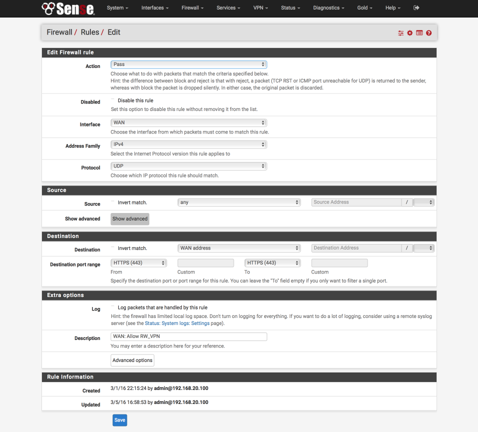 WAN firewall rules