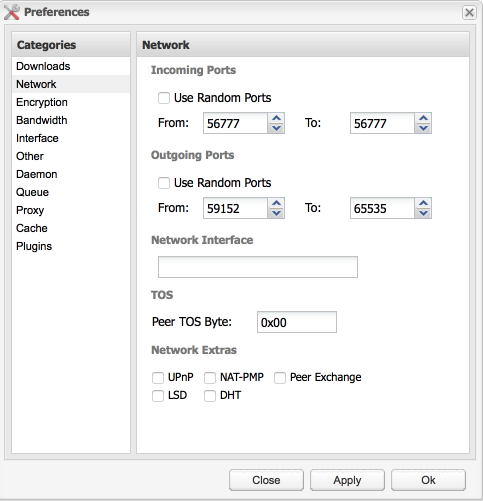 Deluge client setup