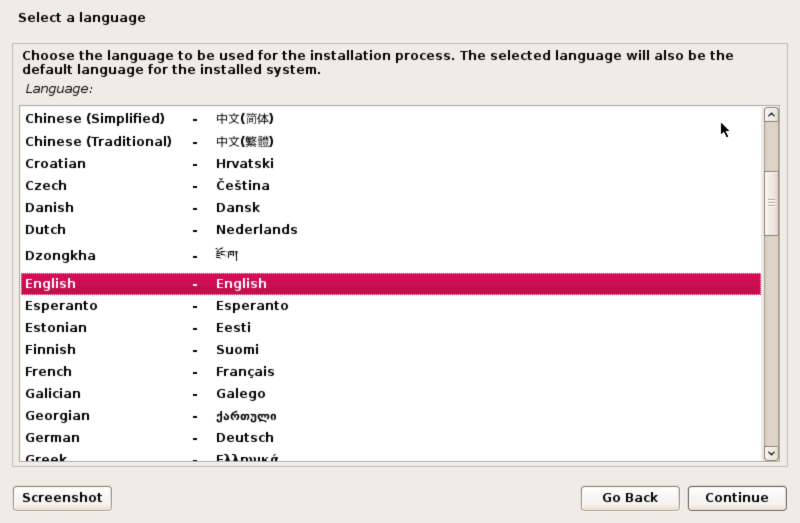Install CBPP, Select installation language
