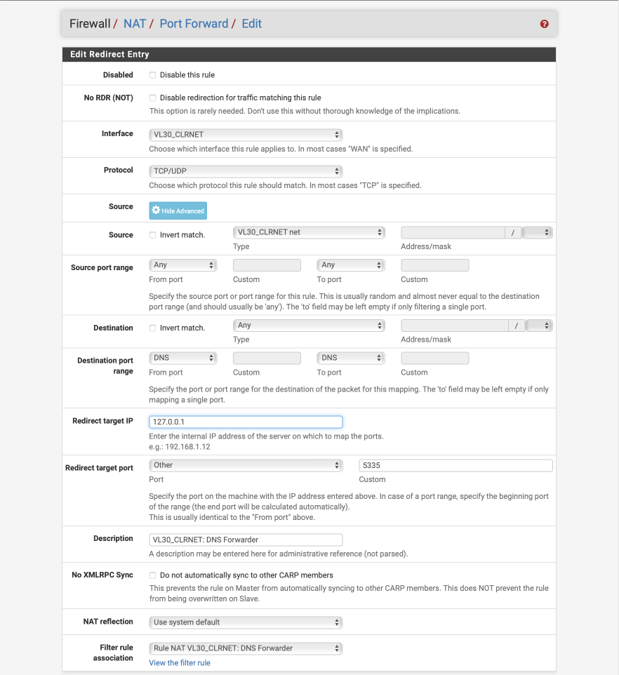 DNS Forwarder rule