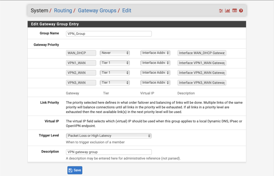 VPN gateway group