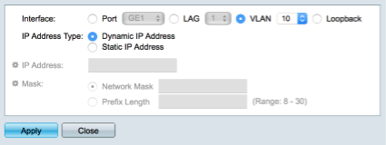 VLAN10 IP address