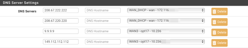 DNS Server settings